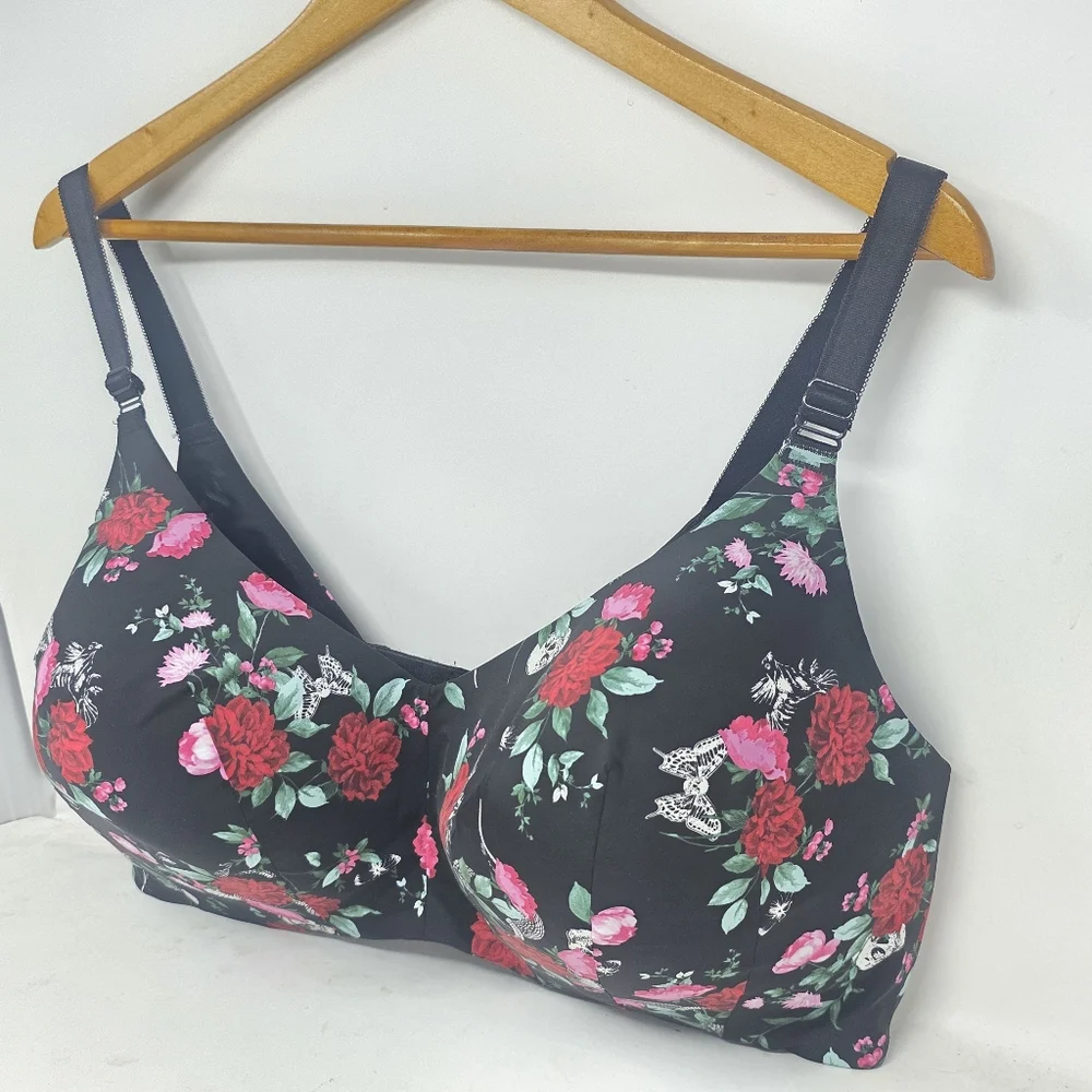 Torrid Curve 46DD Black Roses Wire Free Bra
